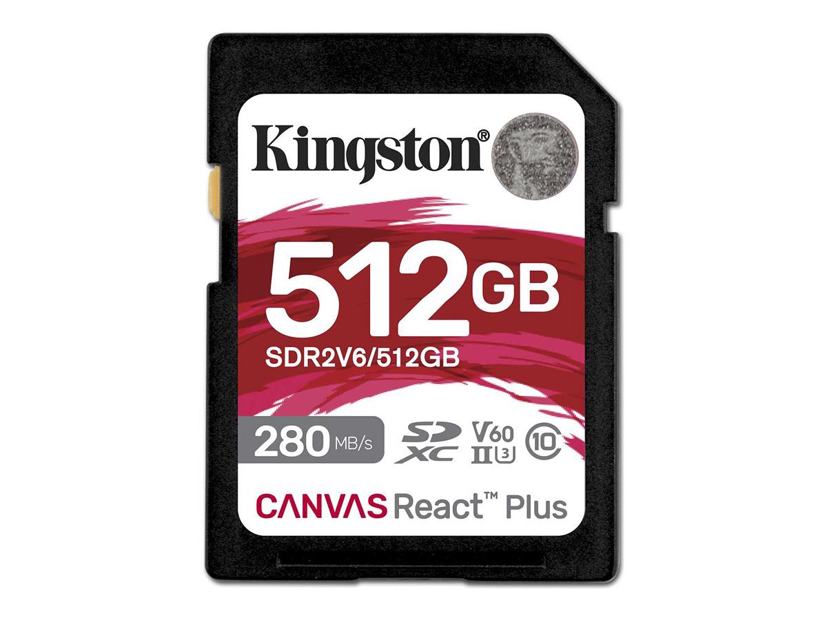 Kingston SDXC II V60 React Plus, SDR2V6/512GB, 512 GB, SDXC, Flash memory class Class 10, UHS-II, U3, V60