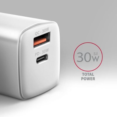 AXAGON Wall Charger 2x port (USB-A+USB-C), 30W, ACU-PQ30W