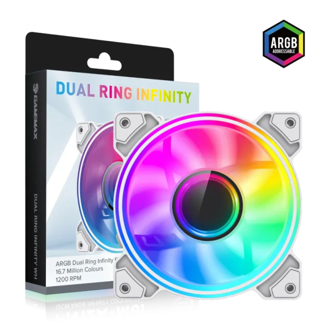 Gamemax Case Fan | DUAL RING INFINITY WH | White