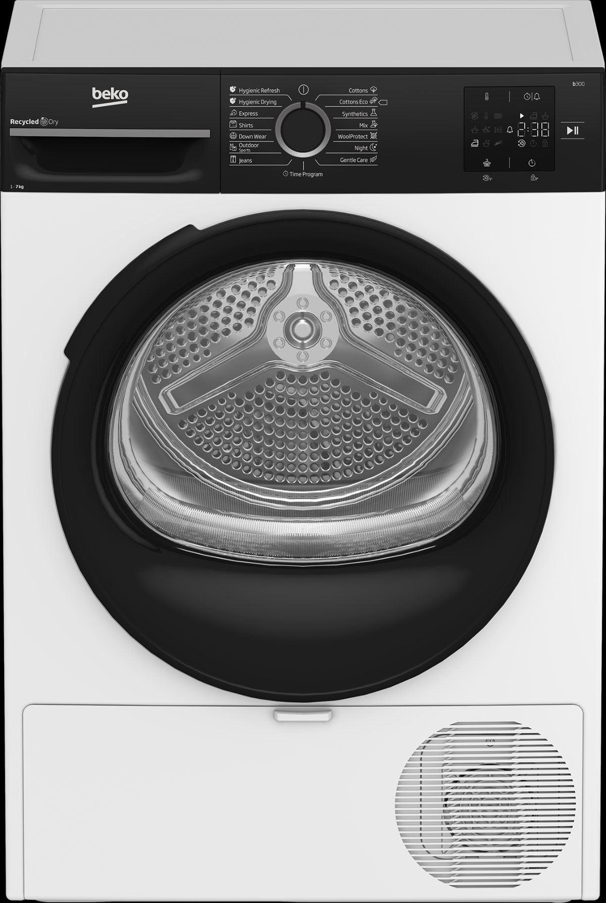 BEKO Dryer Machine, BM3T37249WBB, Energy efficiency class C, Front loading, 7 kg, Digital, Depth 54.5 cm, White