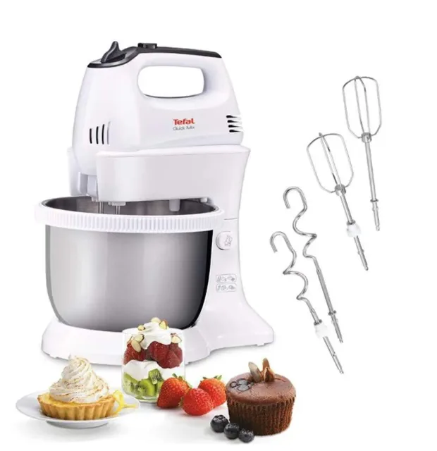 TEFAL HT312138 Quickmix | Hand Mixer | 300 W | Number of speeds 5 | Turbo mode | White/Stainless steel