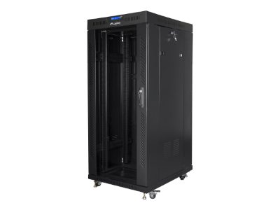 Rack cabinet 19" free-standing 27U/600x800 (flat pack) with glass door, LCD, FF01-6827-12BL, Black
