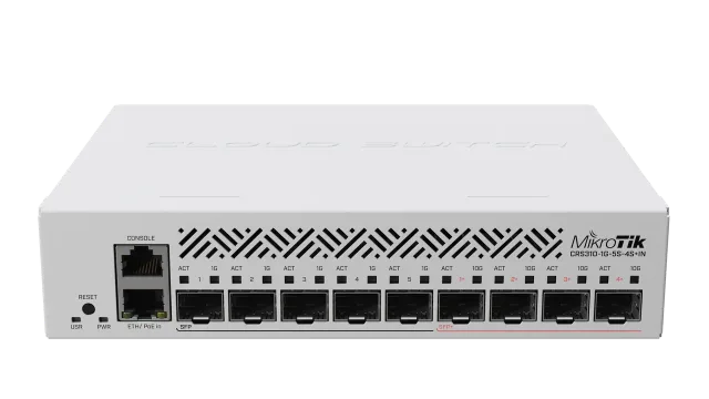 MikroTik | Cloud Router Switch | CRS310-1G-5S-4S+IN | No Wi-Fi | 10/100/1000 Mbit/s | Ethernet LAN (RJ-45) ports 1 | Mesh Support No | MU-MiMO No | No mobile broadband