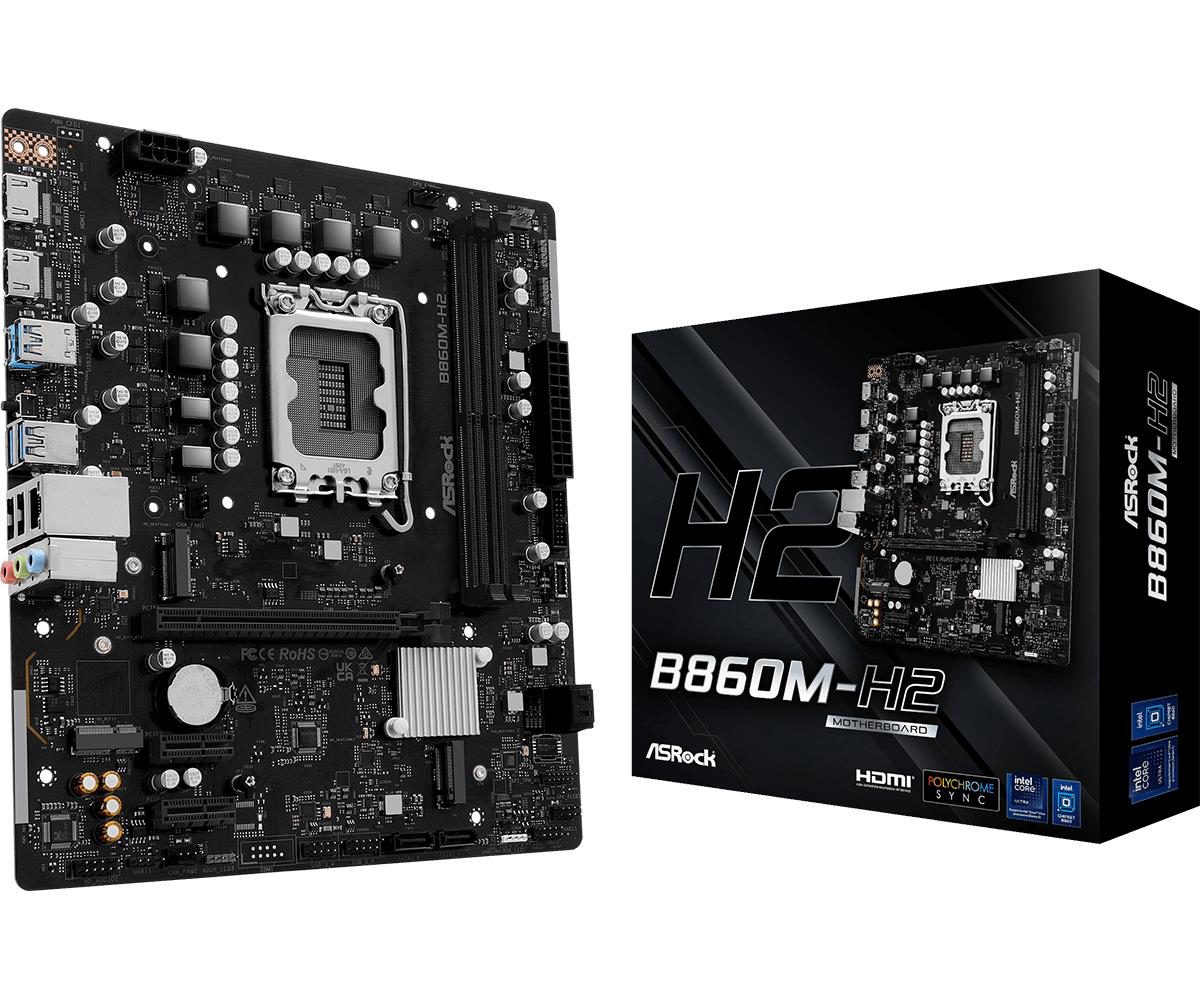 Mainboard, ASROCK, Intel B860 Express, LGA1851, Micro-ATX, Memory DDR5, Memory slots 2, B860M-H2