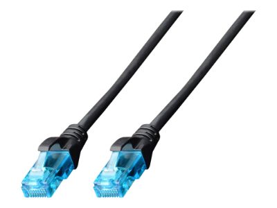 CAT 5e U-UTP, Patch cord, PVC AWG 26/7, Boots with kink protection, strain relief and latch protection, Black, 3 m, Modular RJ45 (8/8) plug