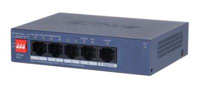 Switch, DAHUA, CS4005-4GT-36, Switch type Managed, Switch layer L2, Form factor Desktop/Wall-Mounting, 5xRJ-45 ports, RJ-45 Ports Type Gigabit Ethernet (10/100/1000), 5xGigabit Ethernet (copper) ports quantity, Power over Ethernet (PoE) Yes, 4xPower over Ethernet (PoE) ports quantity, Total Power over Ethernet (PoE) budget 36 W