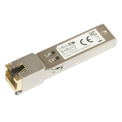 S+RJ10, SFP+, Copper, RJ-45, 10/100/1000/10000 Mbit/s, Maximum transfer distance 200 m, -20 to +60C, COMPATIBLE ONLY WITH ACTIVE COOLING SWITCHES (DISCONNECTS WITH PASSIVE COOLING SWITCHES) -20 to +60C