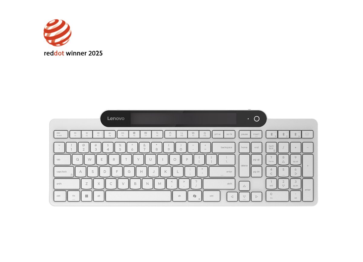 Lenovo 800 Self-Charging Bluetooth Keyboard-US English, Keyboard, Bluetooth, US English, White