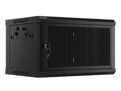 Rack cabinet 19" wall-mount 6U/600x450 with perforated door (flat pack), WF01-6406-23B, Black