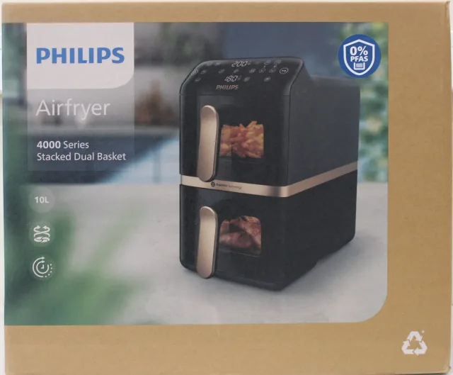 SALE OUT. Philips NA462/70 Dual Basket Airfryer 4000 Series, 10 L, Black/Copper | SALE OUT. Philips Dual Basket Airfryer | NA462/70 4000 Series | Power 2750 W | Capacity 10 L | Rapid Air technology | Black | DAMAGED PACKAGING | 24 month(s)