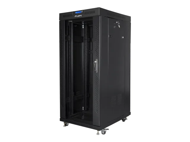 Lanberg | Rack cabinet 19" free-standing 27U/600x800 (flat pack) with glass door, LCD | FF01-6827-12BL | Black