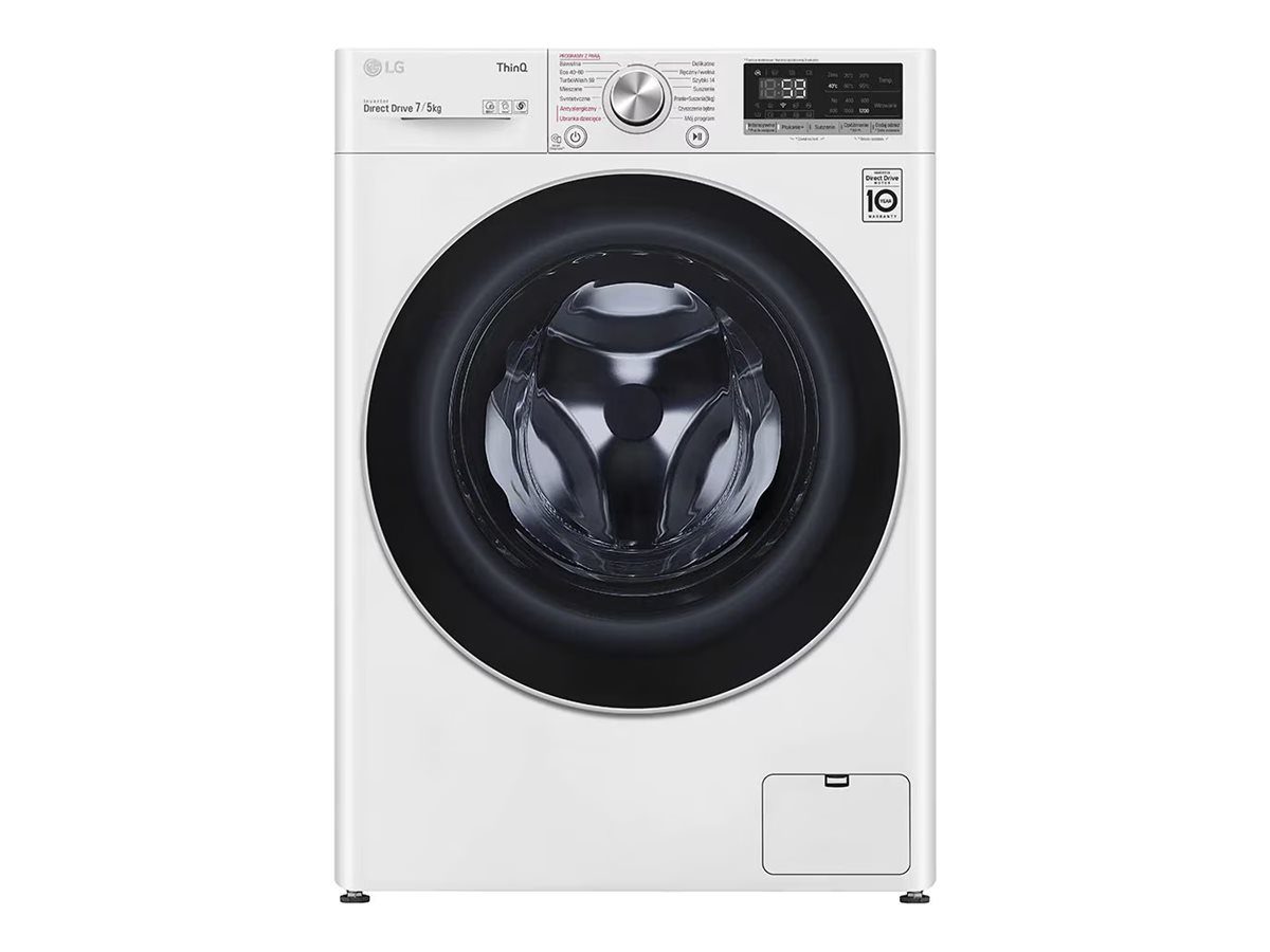 Washing Machine With Dryer, F2DV5S7S1E, Energy efficiency class D, Front loading, Washing capacity 7 kg, 1200 RPM, Depth 46 cm, Width 60 cm, Display, LED, Drying system, Drying capacity 5 kg, Steam function, Direct drive, Wi-Fi, White