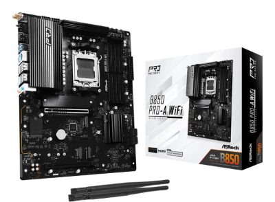 Mainboard, ASROCK, AMD B850, SAM5, ATX, Memory DDR5, Memory slots 4, 1xPCI-Express 4.0 16x, 1xPCI-Express 5.0 16x, 1xM.2, 1xHDMI, 1xAudio-In, 1xAudio-Out, 1xMicrophone, 6xUSB 2.0, 4xUSB 3.2, 1xUSB-C, 1xRJ45, B850PRO-AWIFI