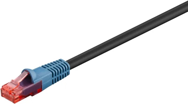 CAT 6 Outdoor-patch cable U/UTP | 94389 | Prewired, unshielded LAN cable with RJ45 plugs for connecting network components; Double-layer polyethylene jacket protects the network cable outdoors and makes it extremely weather-resistant; The outdoor Ethernet cable is ideal for the garden, balcony, camping, building facades and surveillance cameras; High-quality copper-clad aluminium wire (CCA) and gold-plated contacts guarantee an excellent, powerful network connection; Latch protection on the RJ45 connector prevents the latch from snagging or breaking off, helping to provide a reliable internet connection; CAT 6 outdoor cable is suitable for Gigabit Ethernet with speeds of up to 10/100/1000 Mbit/s | Black | 10 m