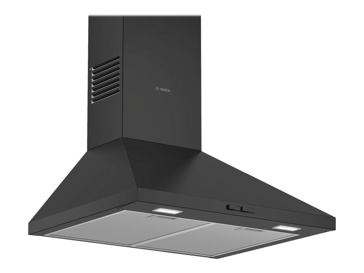 Hood, DWP64BC60, Wall mounted, Energy efficiency class D, Width 60 cm, 365 m³/h, Mechanical control, LED, Black