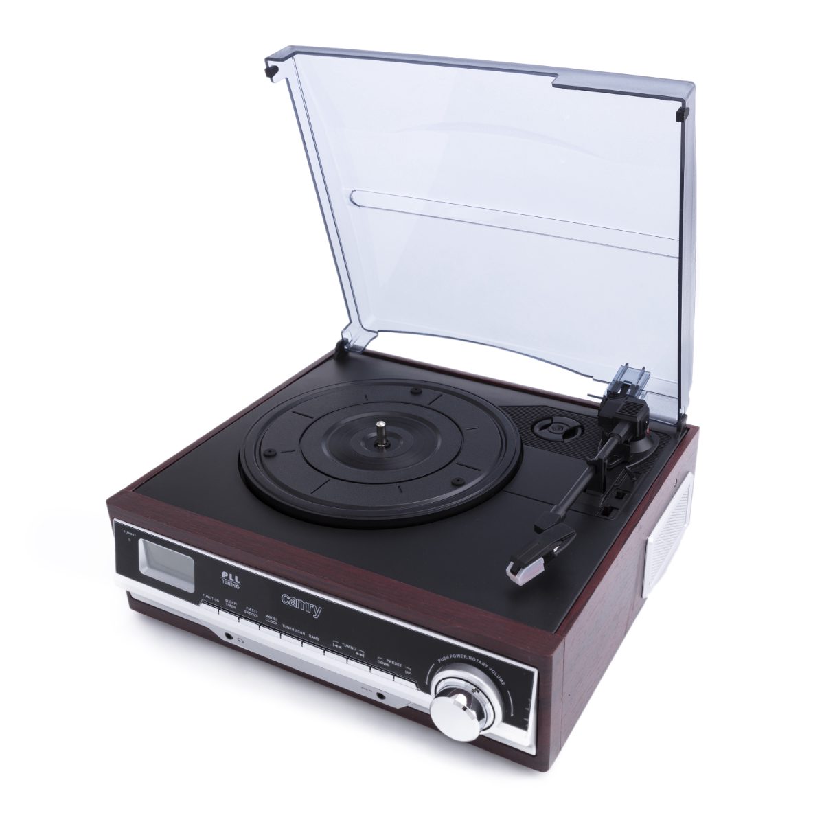 Turntable with radio, CR 1113, AUX in, Brown
