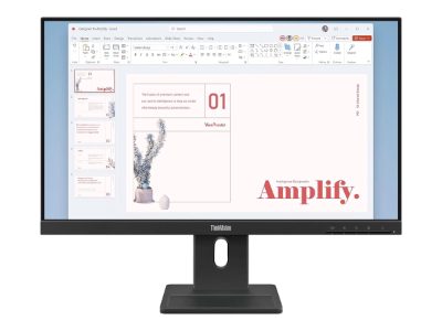 ThinkVision E24-40, 23.8 ", IPS, 16:9, 100 Hz, 4 ms, 1920 x 1080 pixels, 250 cd/m², HDMI ports quantity 1, Raven Black, Warranty 36 month(s)