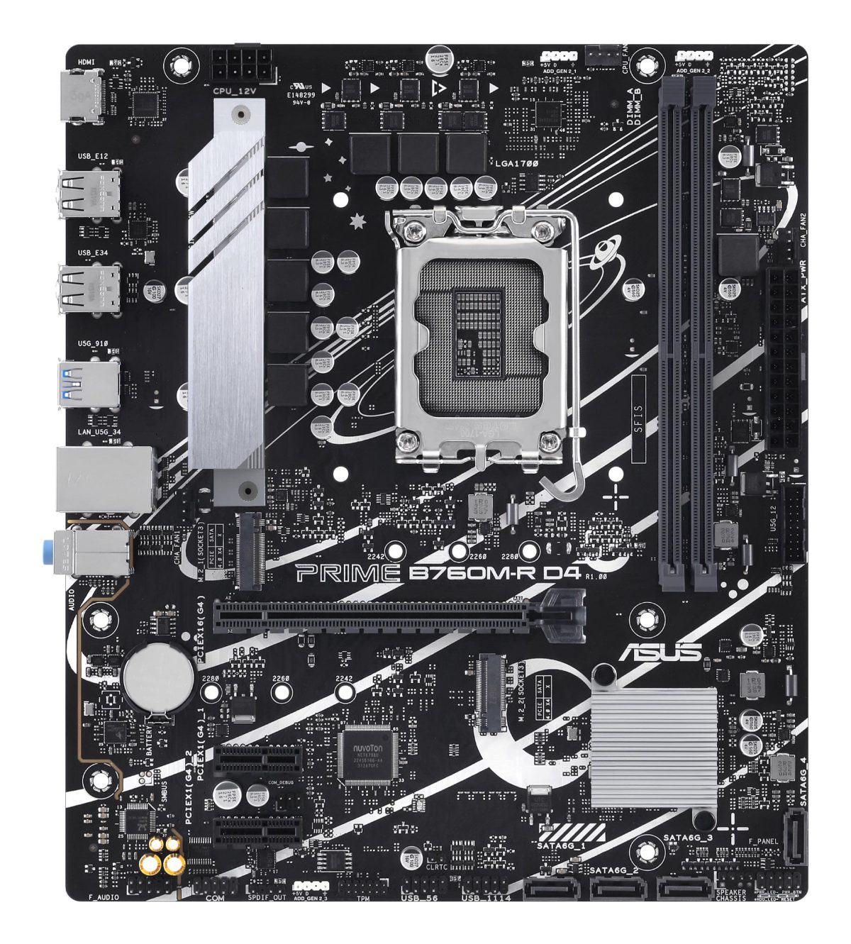 Asus PRIME B760M-R D4, Processor family Intel, Processor socket LGA1700, Number of SATA connectors 4