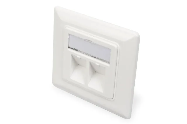 Digitus | Wallplate for Keystone Modules, German type, middle plate 50x50 mm, frame 80x80 mm | DN-93801-1