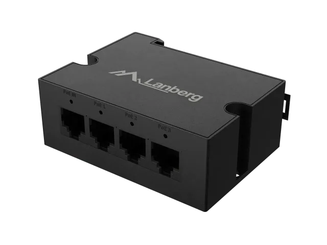 Lanberg Switch PoE Extender 1xIn 3xOut Gigabit Ethernet Din Rail BT 90W metal clips | DIN-GE4-BT-90W