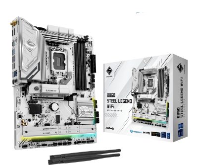 Mainboard, ASROCK, Intel B860 Express, LGA1851, ATX, Memory DDR5, Memory slots 4, 1xPCI-Express 4.0 16x, 1xPCI-Express 5.0 16x, 1xM.2, 1xHDMI, 1xDisplayPort, 1xAudio-Out, 1xMicrophone, 3xUSB 2.0, 6xUSB 3.2, 1xUSB-C w/Thunderbolt, 1xOptical S/PDIF, 1xRJ45, B860STEELLEGENDWIFI