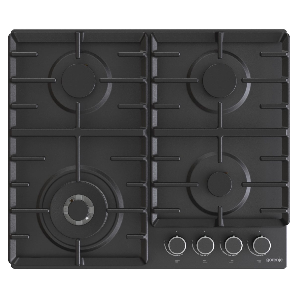 Hob, GW642AB, Gas, Number of burners/cooking zones 4, Rotary knobs, Black
