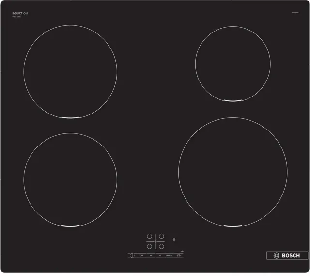 Bosch Hob | PIE611BB5E | Induction | Number of burners/cooking zones 4 | Touch | Timer | Black | Display