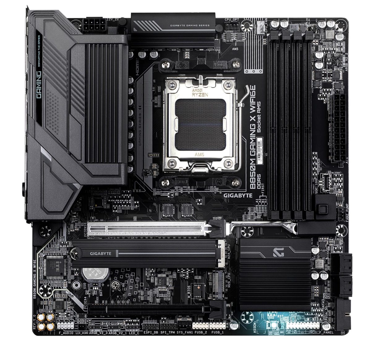 Gigabyte B850M GAMING X WIFI6E, Processor family AMD, Processor socket AM5, DDR5 SDRAM, Supported hard disk drive interfaces M.2, SATA, Number of SATA connectors 4, Micro ATX