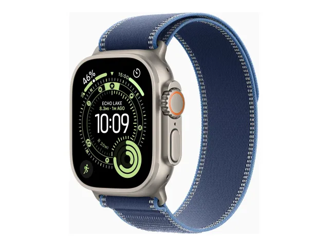 Apple Watch Ultra 3 GPS + Cellular 49mm Natural Titanium Case with Blue/Bright Blue Trail Loop - M/L | Apple