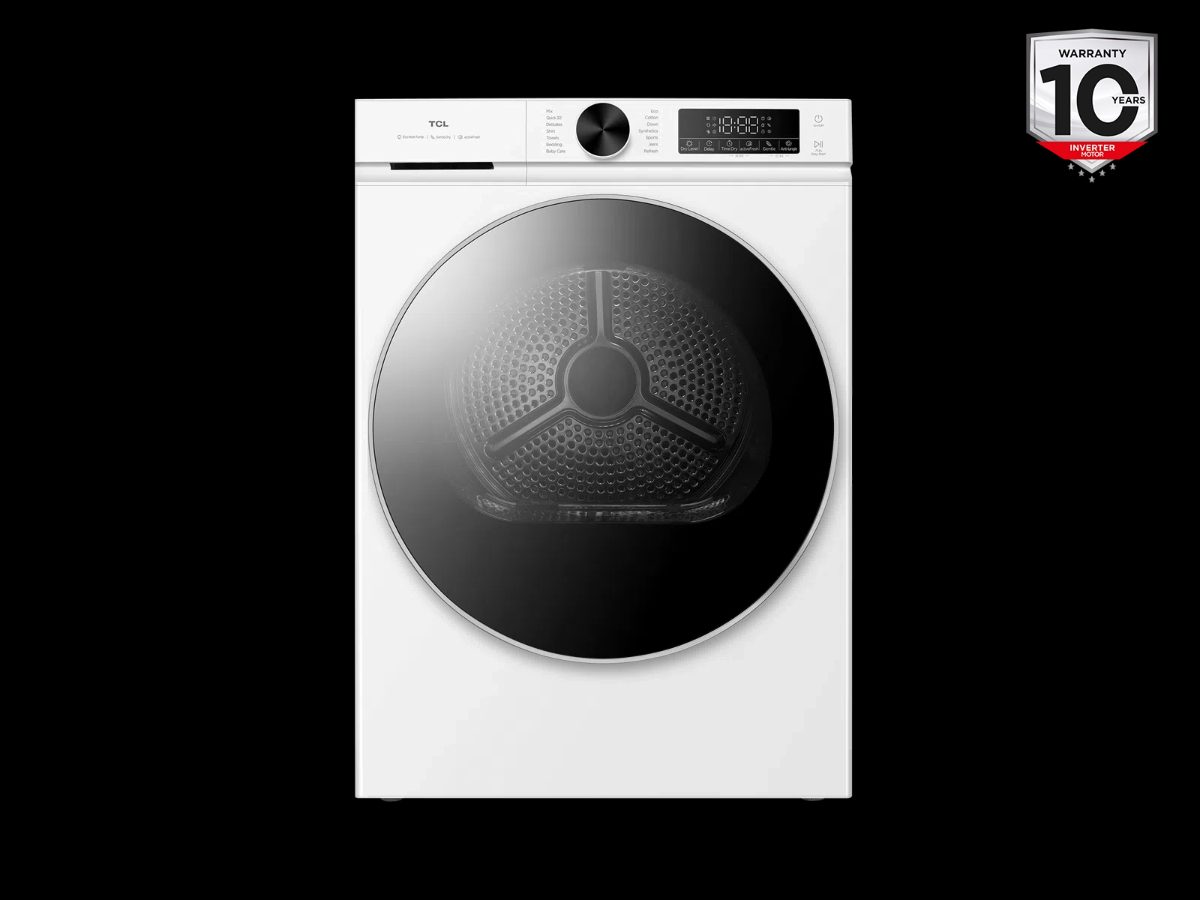 Dryer Machine, DP0844WE0, TCL Front loading, Energy efficiency class E, 8 kg, LED, Heat pump, Depth 59.3 cm, White
