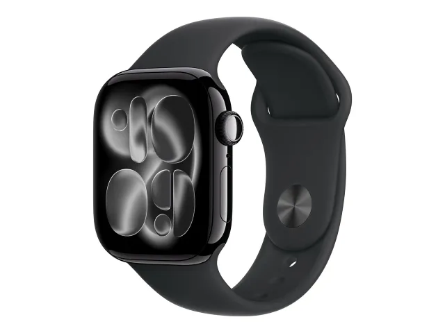 Apple Watch Series 11 GPS + Cellular 42mm Jet Black Aluminium Case with Black Sport Band - S/M | Apple