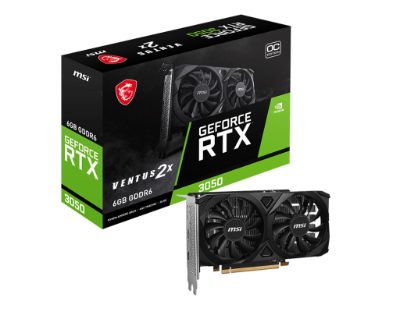 Graphics Card, MSI, NVIDIA GeForce RTX 3050, 6 GB, GDDR6, 96 bit, PCIE 4.0 16x, Dual Slot Fansink, 2xHDMI, 1xDisplayPort, RTX3050VEN2XE6GOC