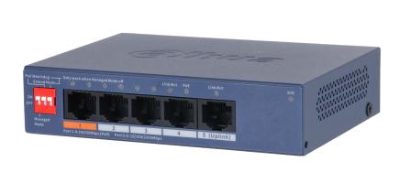 Switch, DAHUA, CS4005-4ET1GT-60, Switch type Managed, Switch layer L2, Form factor Desktop/Wall-Mounting, 5xRJ-45 ports, RJ-45 Ports Type Gigabit Ethernet (10/100/1000), 4xFast Ethernet (copper) ports quantity, 1xGigabit Ethernet (copper) ports quantity, Power over Ethernet (PoE) Yes, 4xPower over Ethernet (PoE) ports quantity, Total Power over Ethernet (PoE) budget 36 W