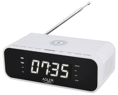 Alarm Clock with Wireless Charger, AD 1192W, Alarm function, AUX in, White