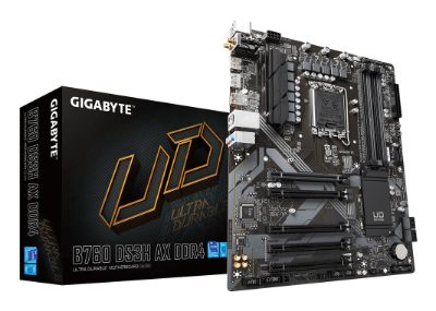 Gigabyte B760 DS3H AX DDR4 (rev. 1.x), Processor family Intel, Processor socket LGA1700, DDR4, Supported hard disk drive interfaces M.2, SATA, Number of SATA connectors 2