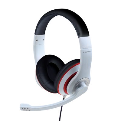 Stereo Headset, MHS 03 WTRDBK, 3.5 mm, White and Black Color with Red Ring, Headset