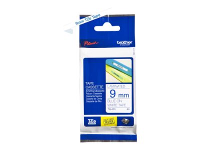 TZe-223 Laminated tape, Blue on White, TZe, 8 m, 0.9 cm