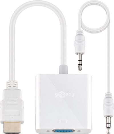 HDMI/VGA adapter, nickel plated, 51758, White, HDMI male (type A), VGA female (15-pin)