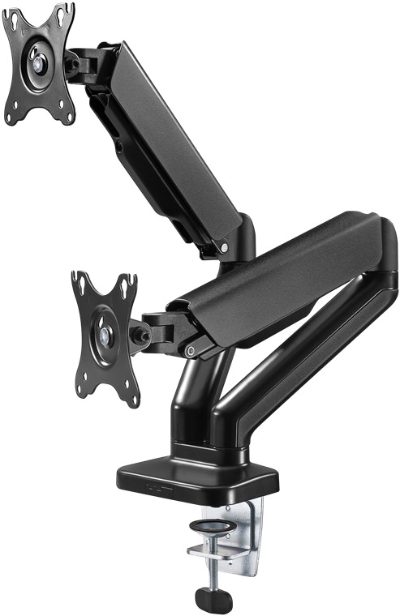 Goobay Desk Mount, Double Monitor Mount with Gas Spring, Swivel, Tilt, Rotation, 17-32 ", Maximum weight (capacity) 9 kg, Black