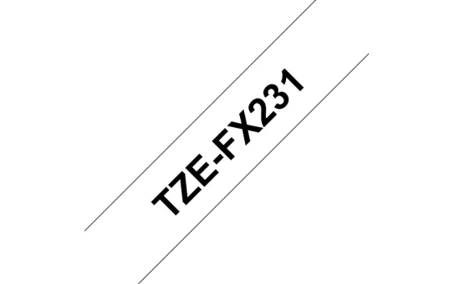 Brother | TZe-FX231 Flexible ID Laminated Tape | Black on White | TZe | 8 m | 1.2 cm