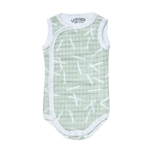 Lodger Romper Sprinkle kokvilnas bodijs bez piedurknēm,Leaf, 62 cm