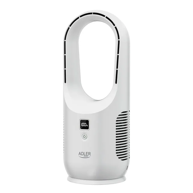 Adler Bladeless Rechargeable Fan | AD 7343 | Desk Fan | Diameter 14 cm | Number of speeds 3 | White
