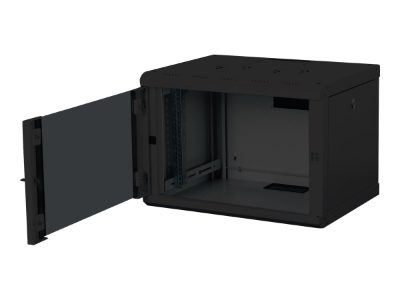 Wall Mounting Cabinet, DN-19 07-U-SW, IP protection class: IP20; Front door: Glass door, single opening; Cabinet type: Wall mounting cabinet; Equipment mounting depth min.-max.: 305-370 mm; Load capacity: 100 kg; Dimensions 420 x 600 x 450 mm,, Black