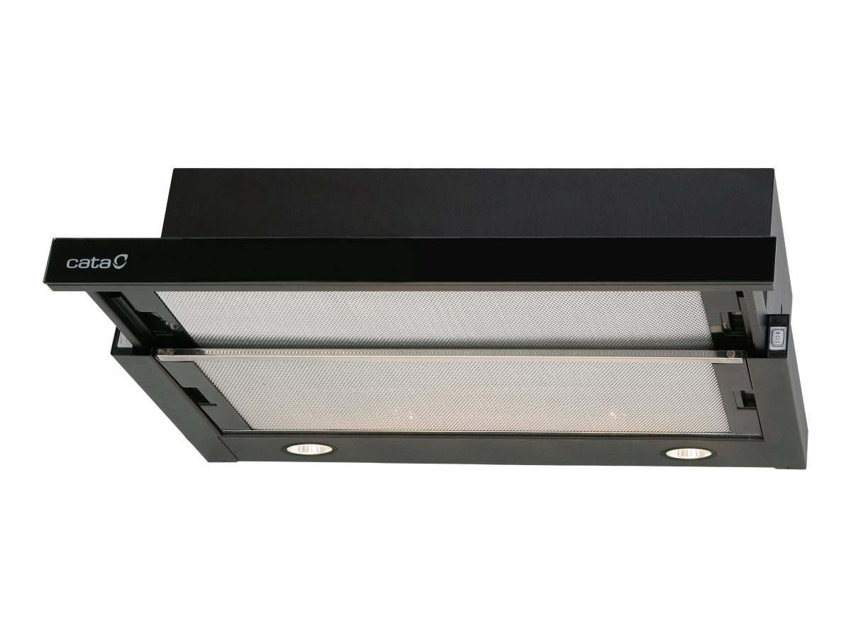Hood, TF 2003 600 GBK, Telescopic, Energy efficiency class C, Width 60 cm, 390 m³/h, Mechanical control, LED, Black Glass