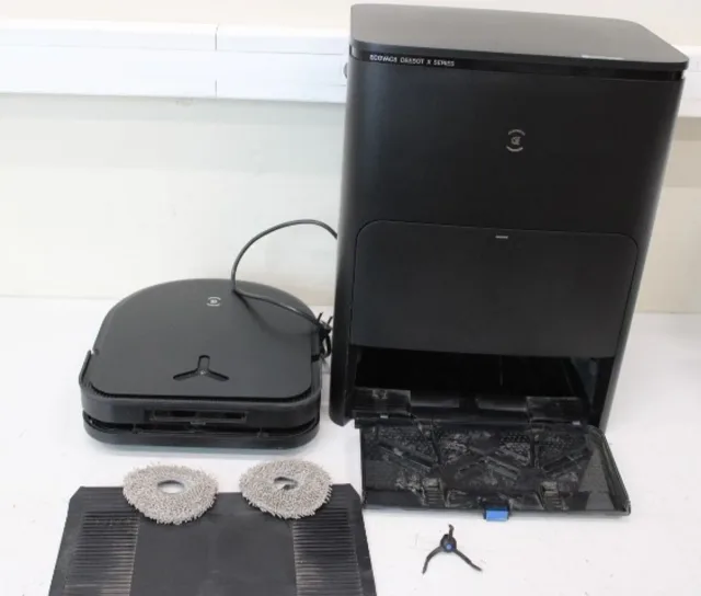 SALE OUT. Ecovacs DEEBOT X5 OMNI Vacuum cleaner, Robot, Wet&Dry, Operating time 164 min, Dust bin 0,25 L, 6400mAh, Black + Auto-empty statio | Ecovacs Robotic Vacuum Cleaner | DEEBOT X5 OMNI | Wet&Dry | Operating time (max) 164 min | Lithium-Ion | 6400 mAh | Dust capacity 0.25 L | 12800 Pa | Black | USED, DIRTY, NO DUST BAGS, SCRATCHED