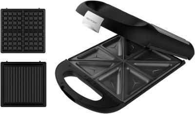 Cecotec Sandwich Maker, Rock'nToast Family 3in1, 1500 W, Number of plates 3, Black
