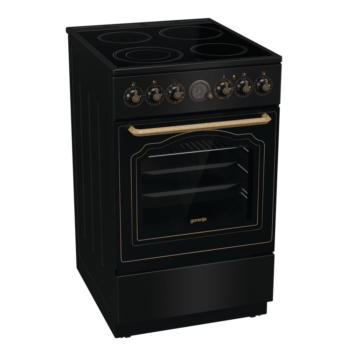Gorenje Cooker, GECS5B70CLB, Hob type Vitroceramic, Oven type Electric, Black, Width 50 cm, Depth 59.4 cm, 70 L