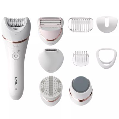Epilator, BRE740/10, Operating time (max) 40 min, Number of power levels N/A, Wet & Dry, White