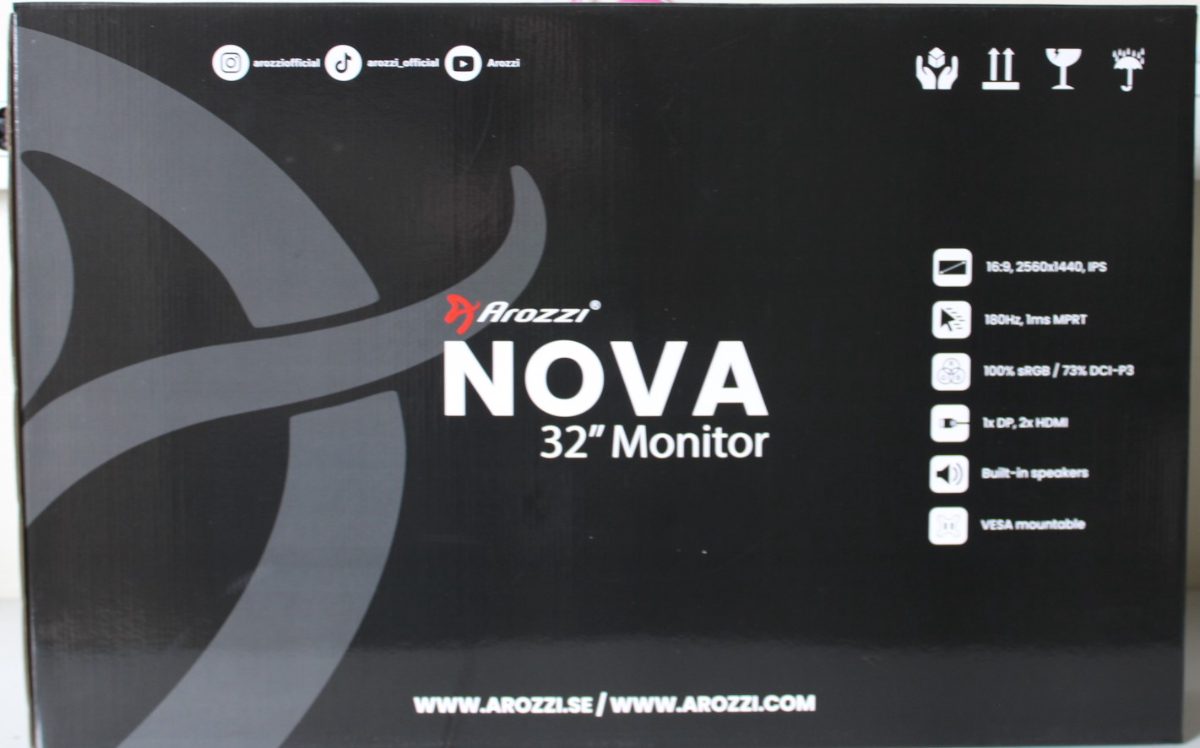 Arozzi Nova 32" IPS, 180Hz, Computer Monitor - Black, Arozzi, Nova, 32 ", IPS, QHD, 16:9, 180 Hz, 1 ms, 2560 x 1440 pixels, 300 cd/m², HDMI ports quantity 2, Black, Warranty 24 month(s), DAMAGED INNER PACKAGING, DEMO