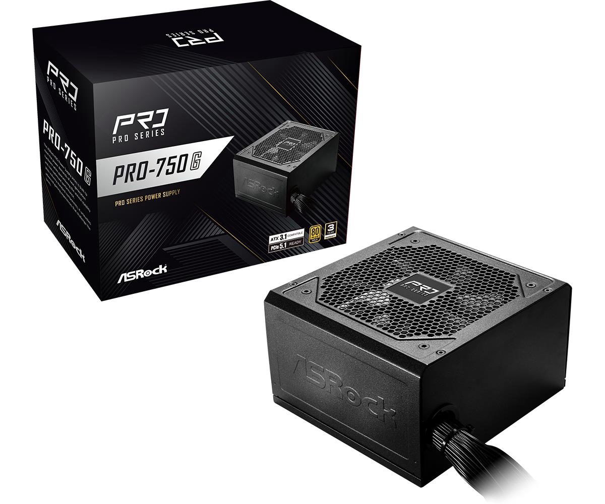 Power Supply, ASROCK, ATX, PC, 100 - 240 V, 750 W, PRO-750G